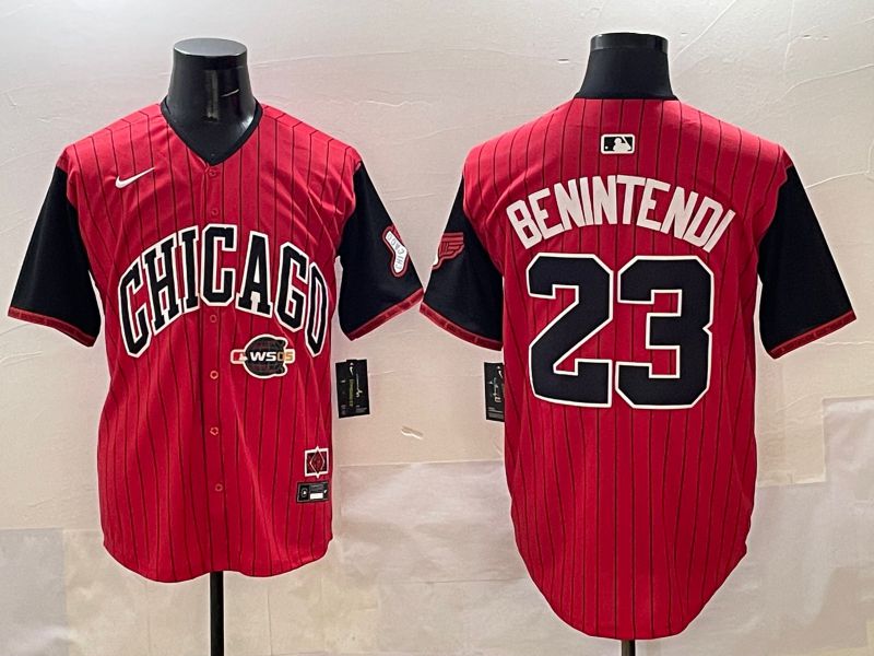 Men Chicago White Sox #23 Benintendi Red Stripe Joint Name 2025 Nike MLB Jersey style 10